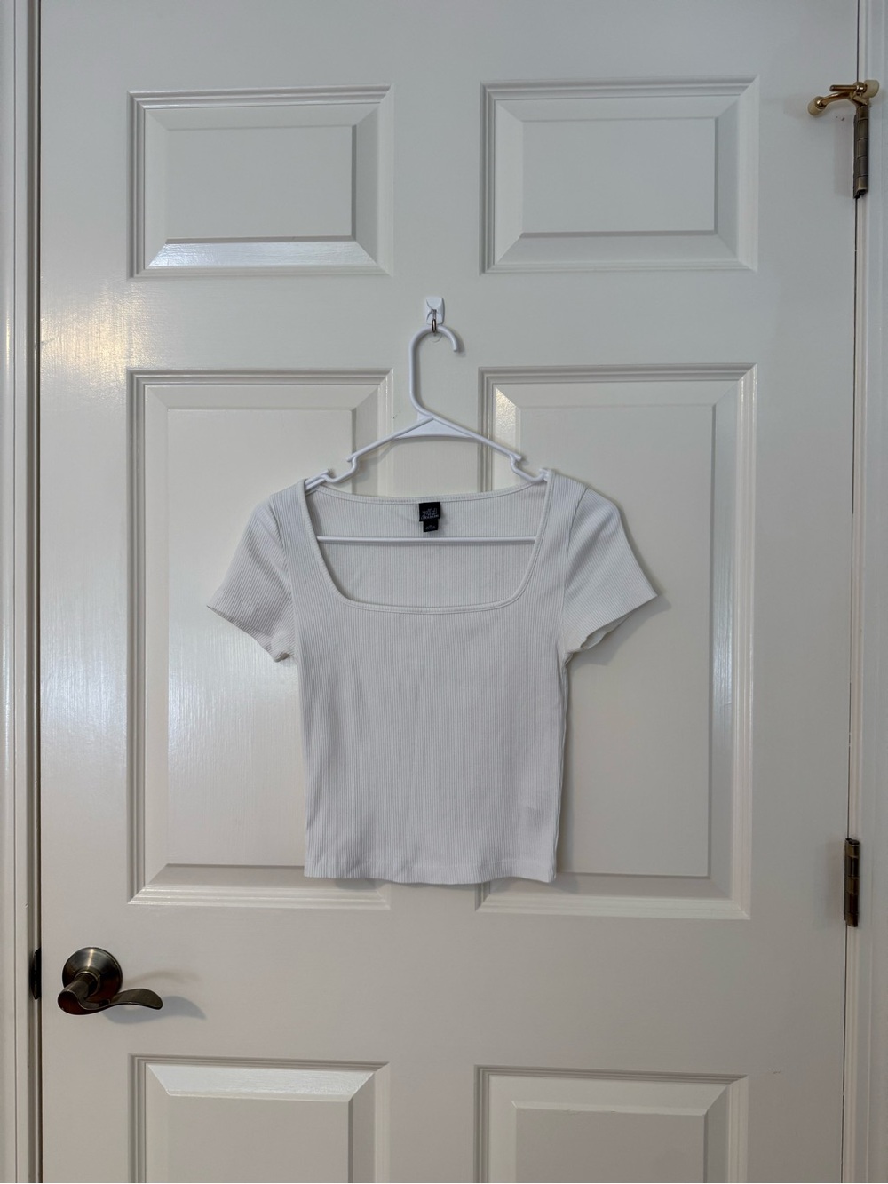 Wild Fable White Square Neck Ribbed Top